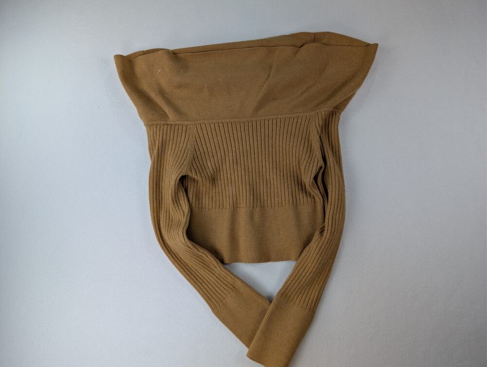 Wild Fable Brown Ribbed Off Shoulder Cropped Sweater Long Sleeve